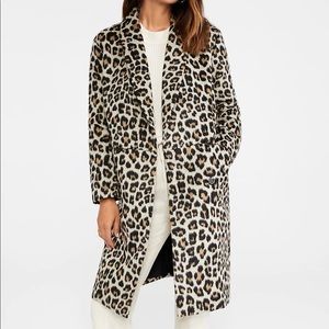 Ann Taylor Leopard Print Shawl Collar Cocoon Coat